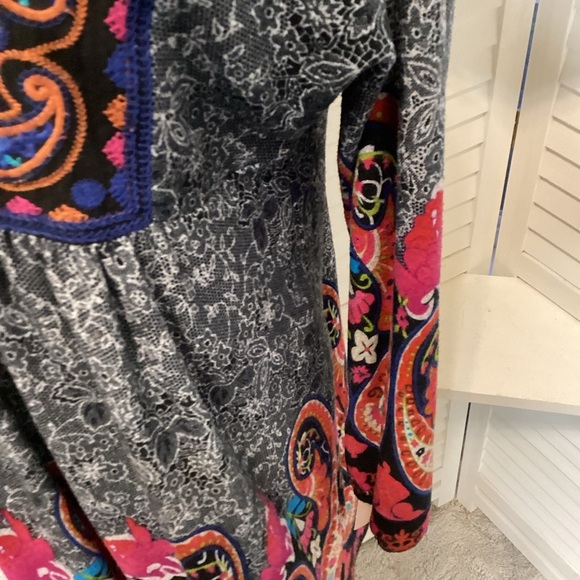 White Mark Blue Long Sleeve Sundress with Plunge Neckline MED 1306 - Picture 5 of 9